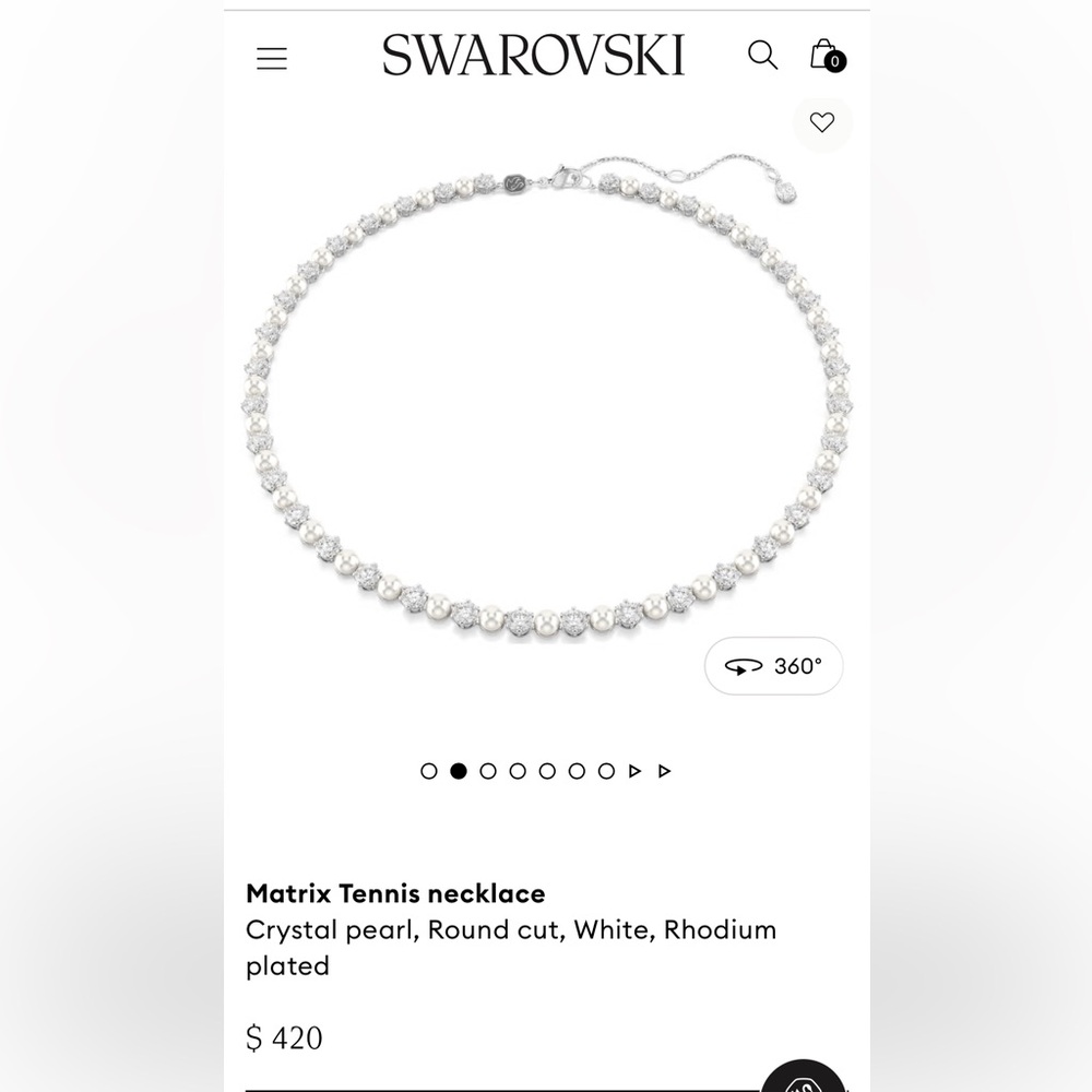 Swarovski Matrix Tennis Pearl & Crystal Necklace - BRAND NEW